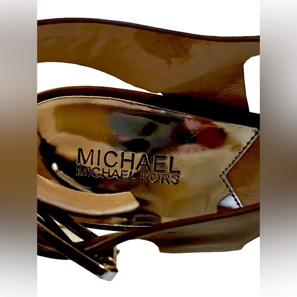 MICHAEL Michael Kors Carla Brown Leather Platform Sandals Size 9.5M - Picture 3 of 9